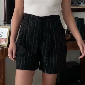 NWT Lauren Ralph Lauren High Waist Black Pinstripe Shorts
